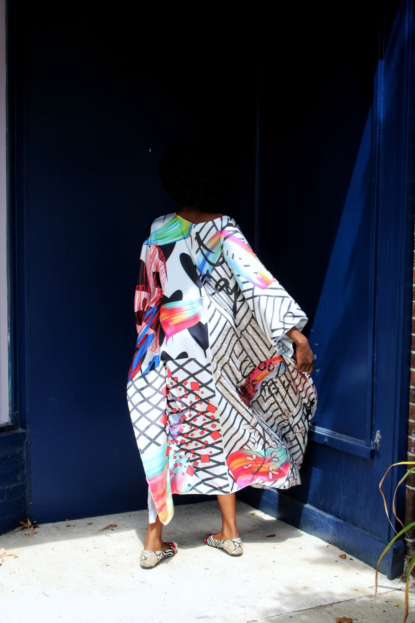 Black and White Good Energy Caftan Dress
