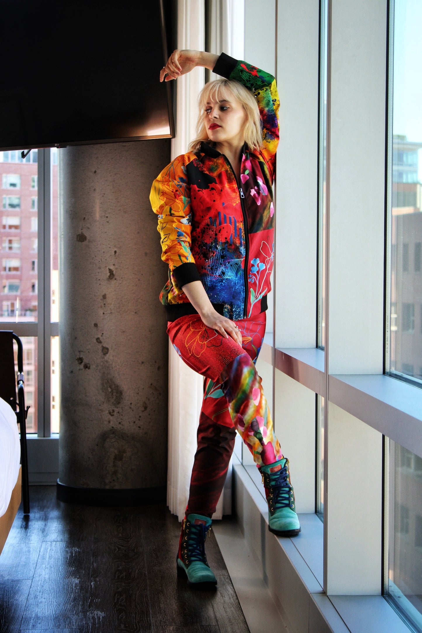Fall Vibrance Floral Bomber Jacket
