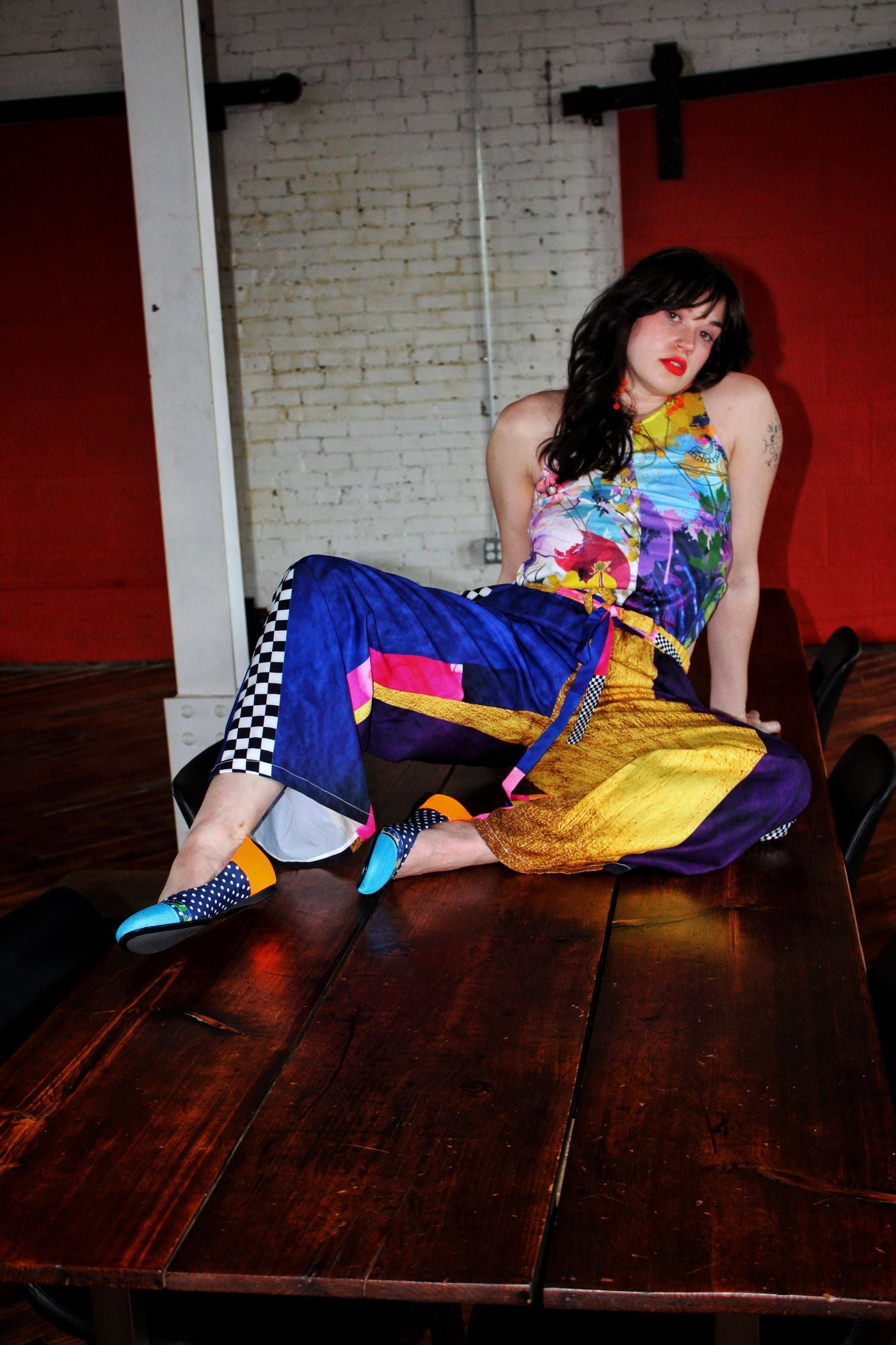 Color Block Striped Flowy Pants
