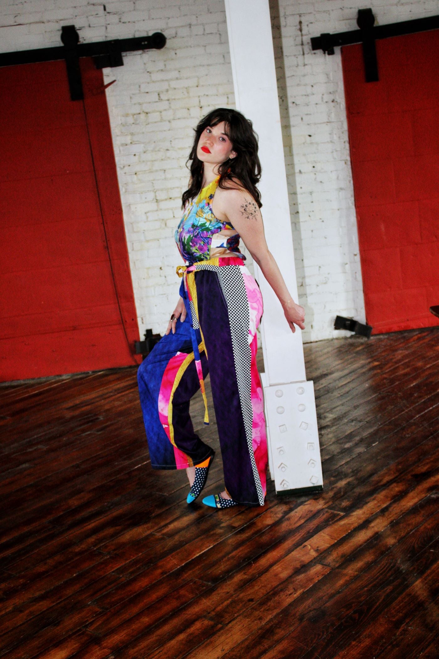 Color Block Striped Flowy Pants