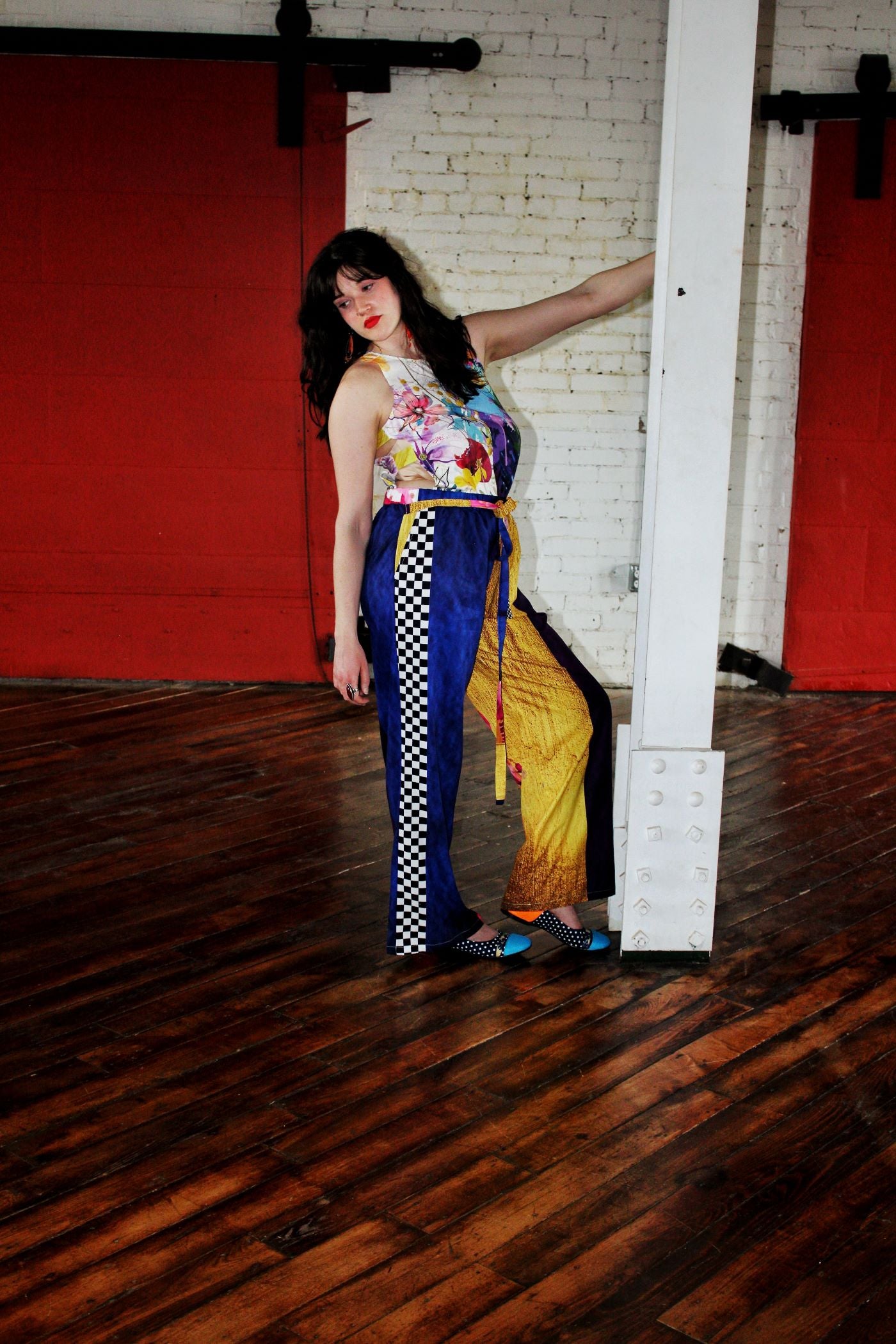 Color Block Striped Flowy Pants