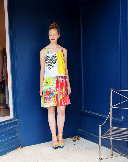 Love as a Painted Garden Trapeze Dress