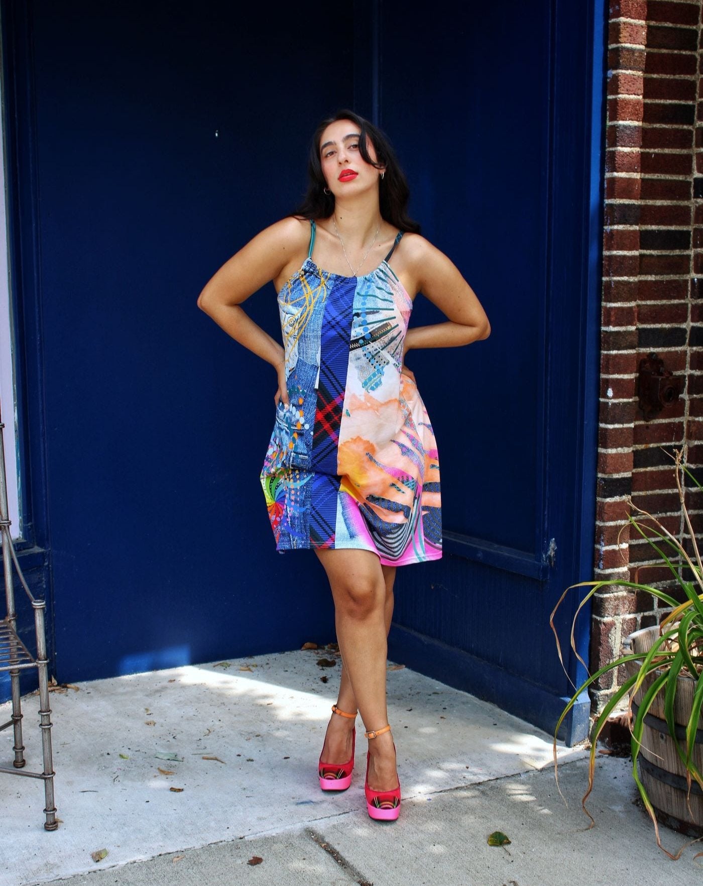 Denim Patch Trapeze Dress
