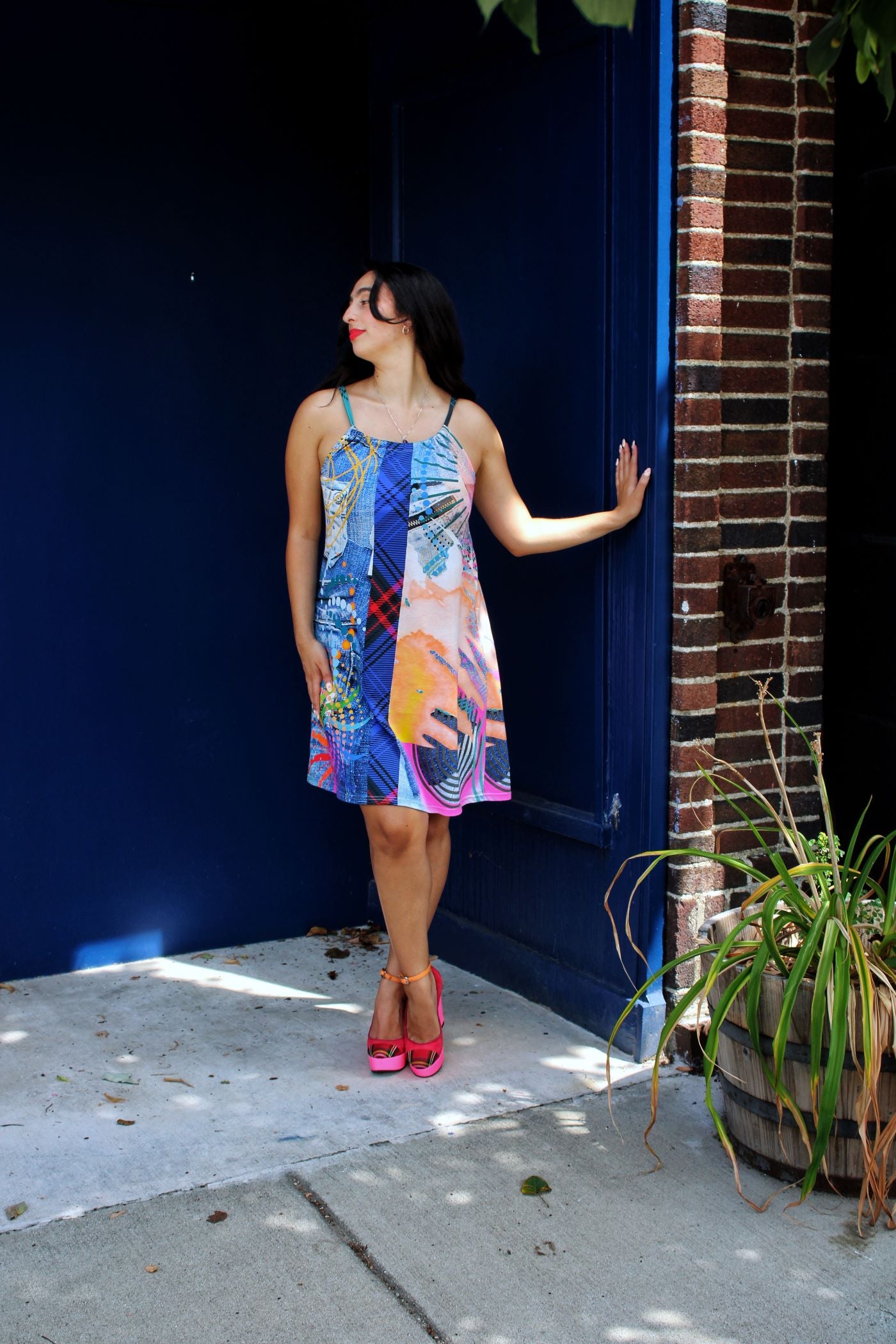 Denim Patch Trapeze Dress