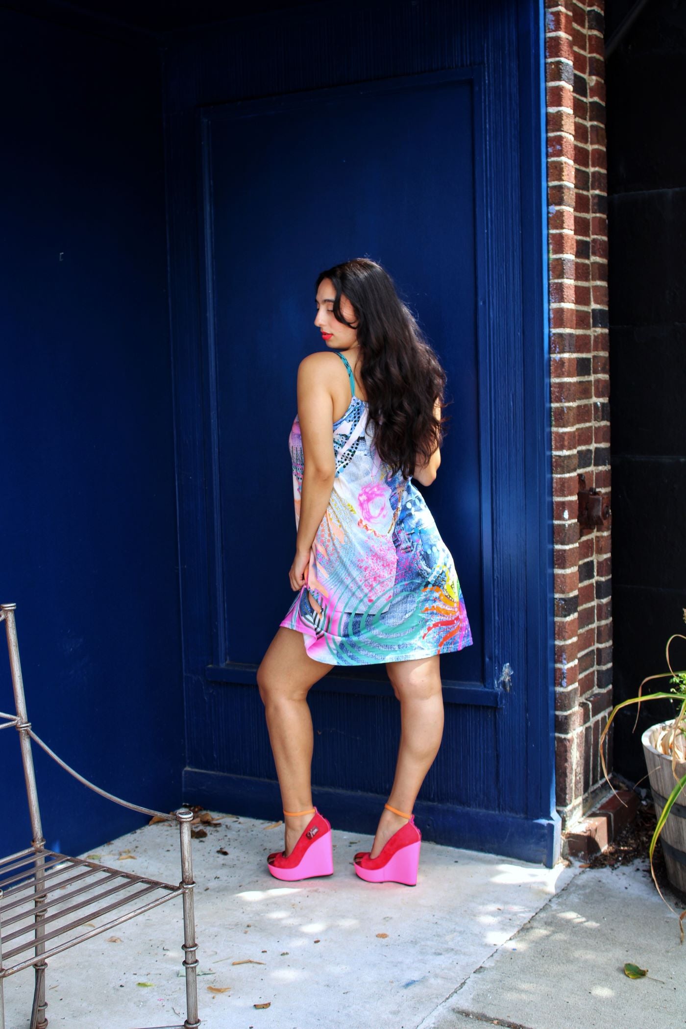 Denim Patch Trapeze Dress