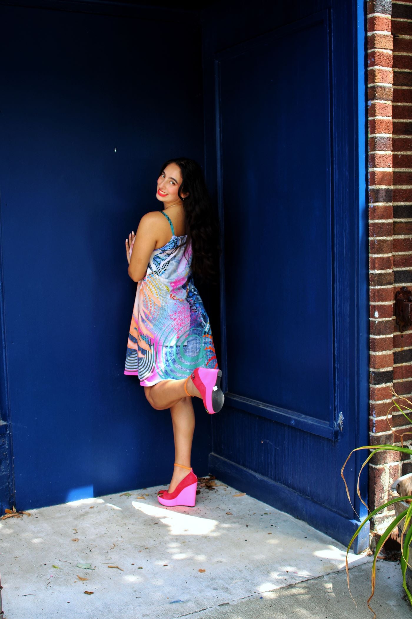 Denim Patch Trapeze Dress