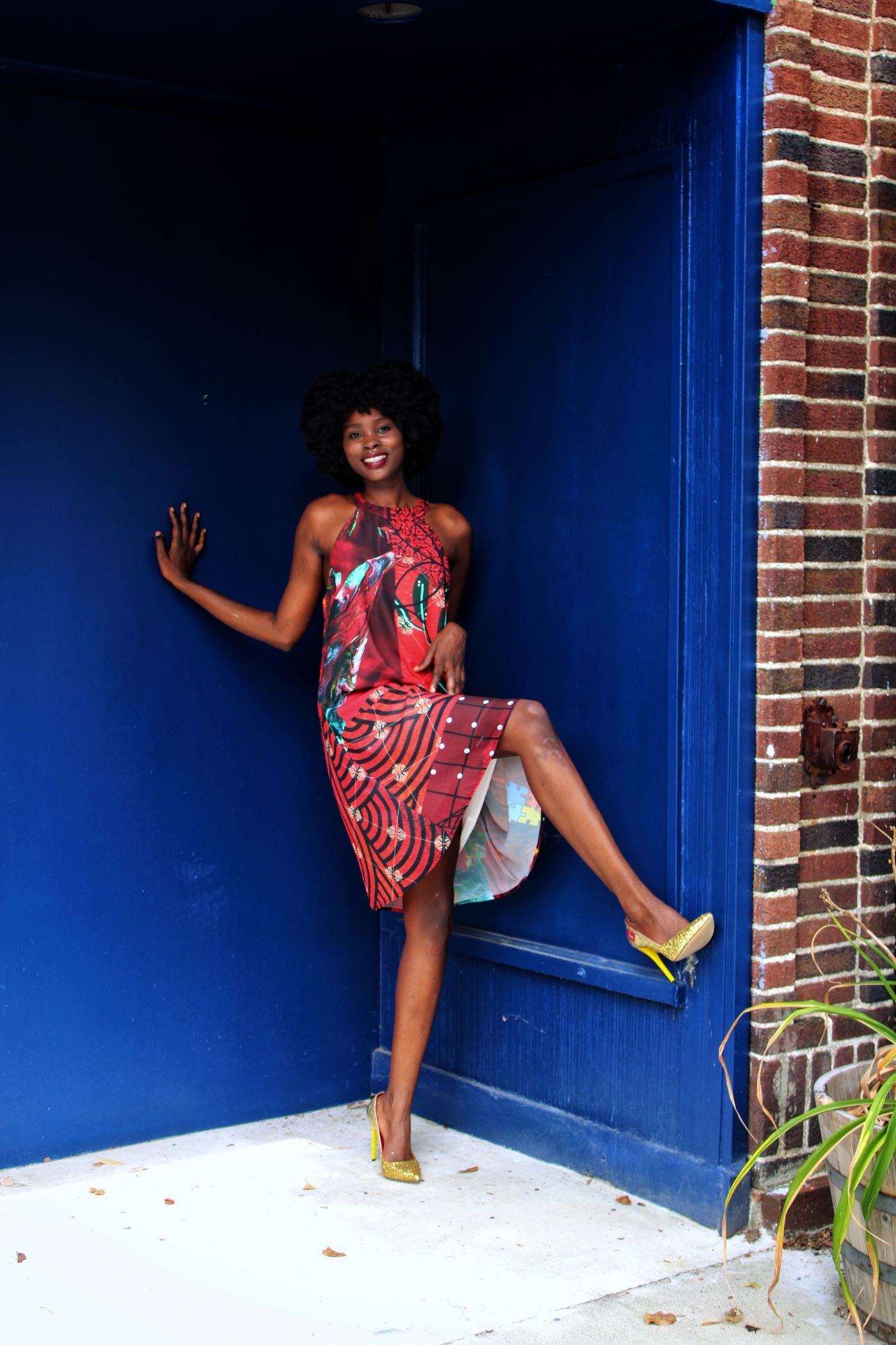 Red Halter A Line Dress