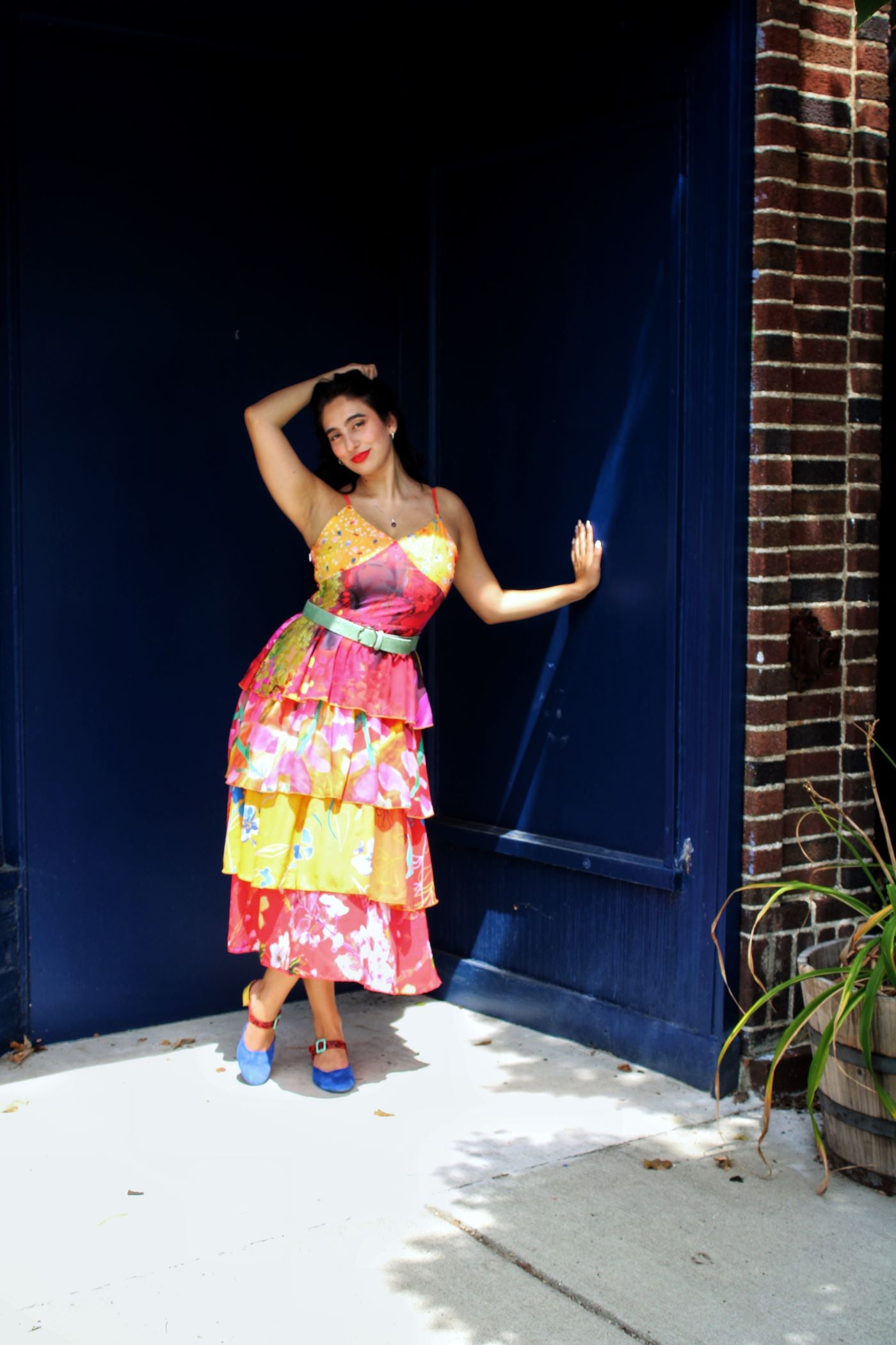 Yellow and Red Flowers in Paint Dress