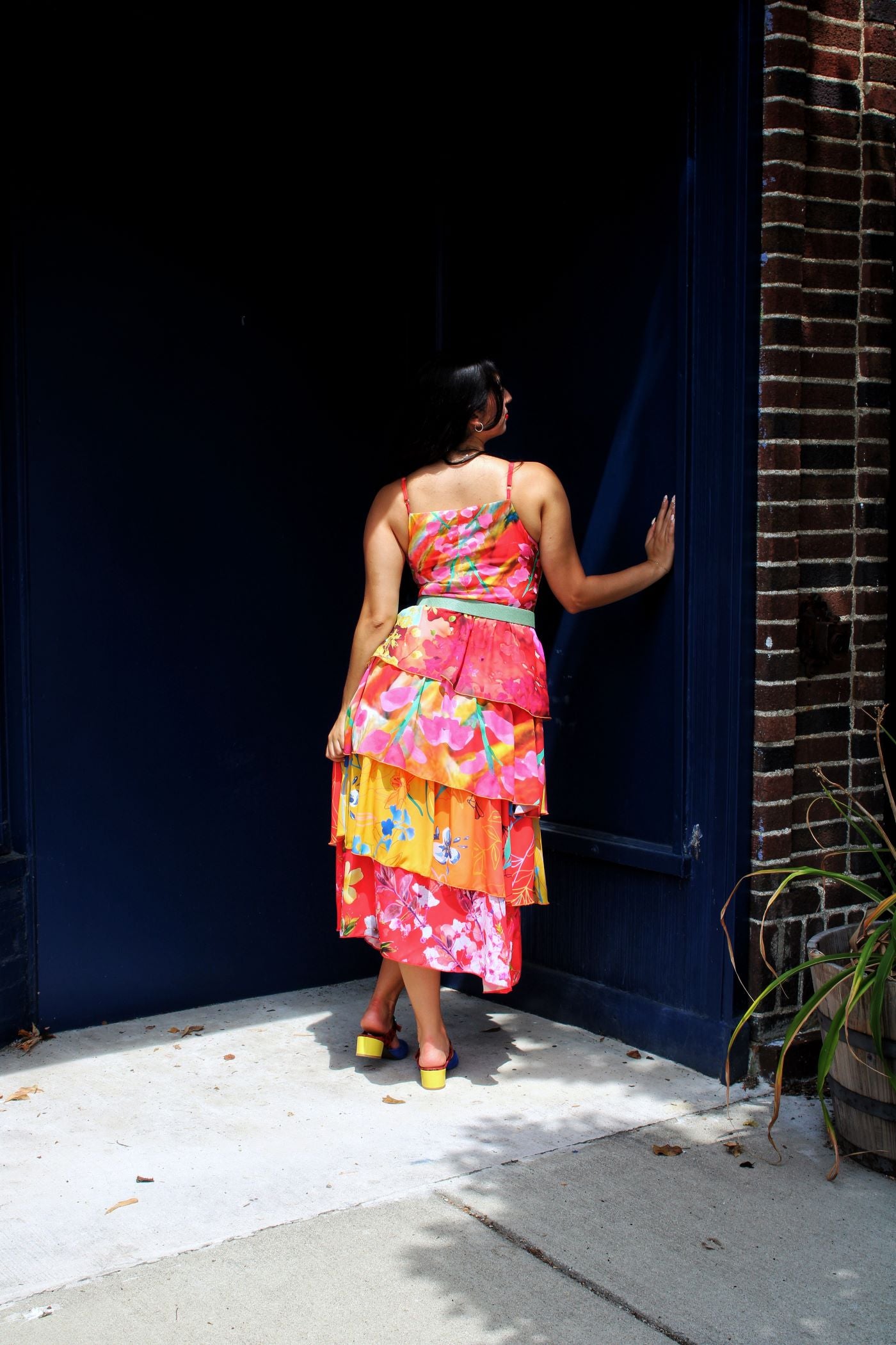 Yellow and Red Flowers in Paint Dress