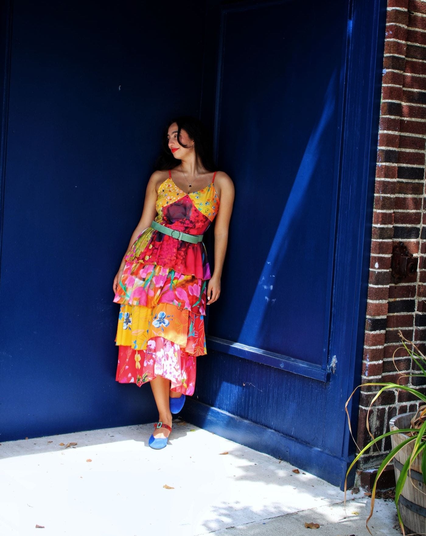 Yellow and Red Flowers in Paint Dress