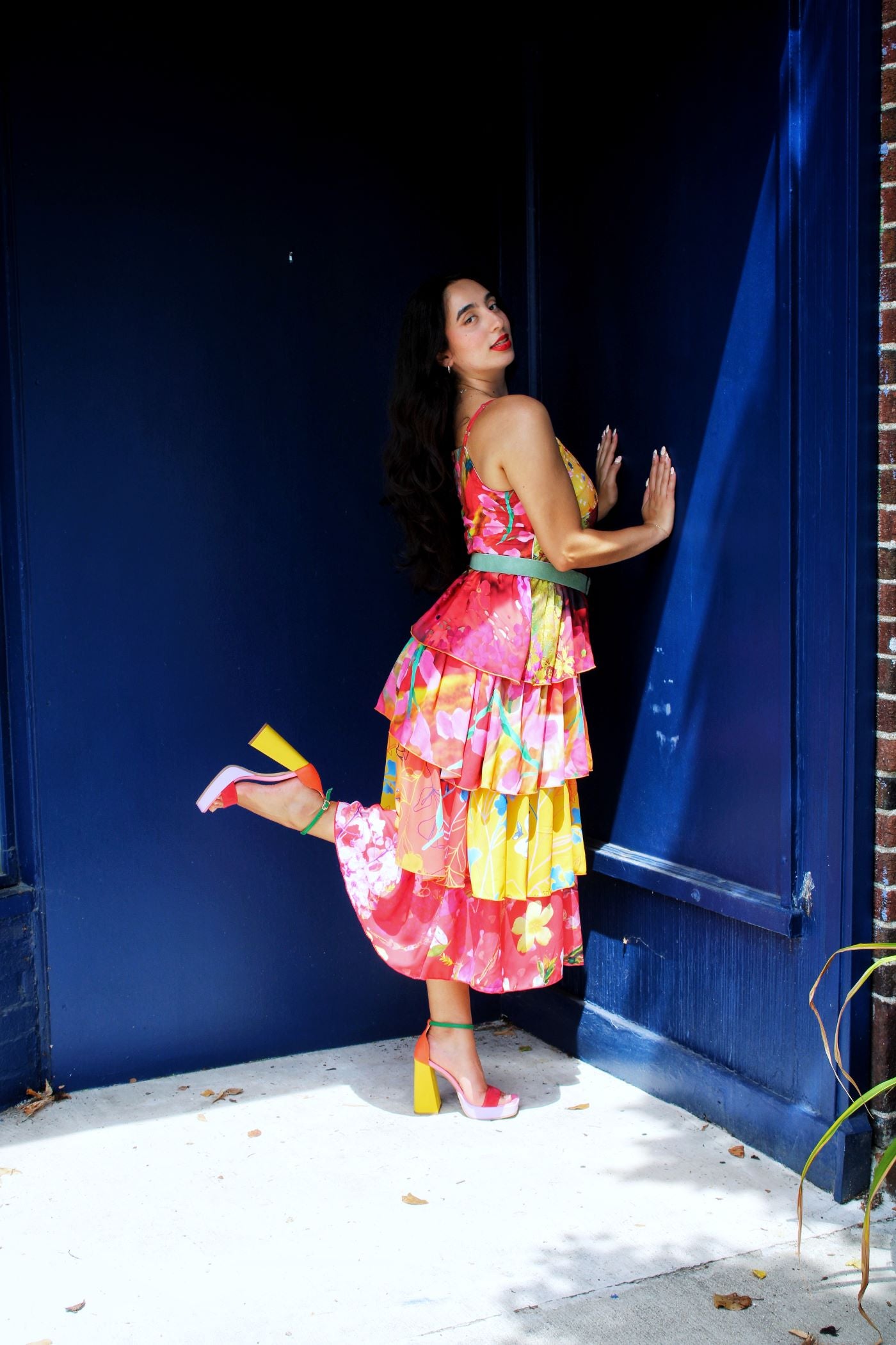 Yellow and Red Flowers in Paint Dress