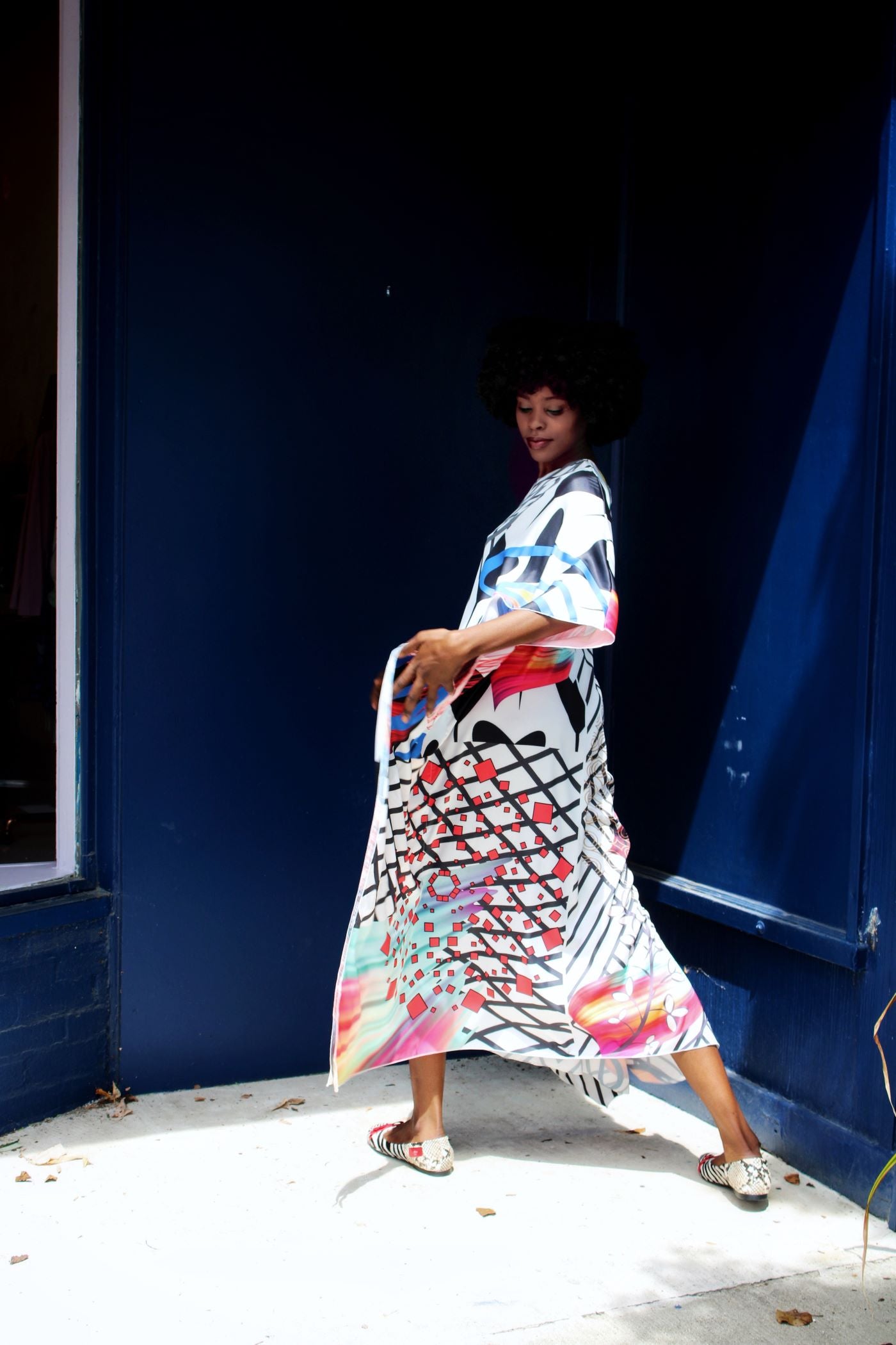 Black and White Good Energy Caftan Dress
