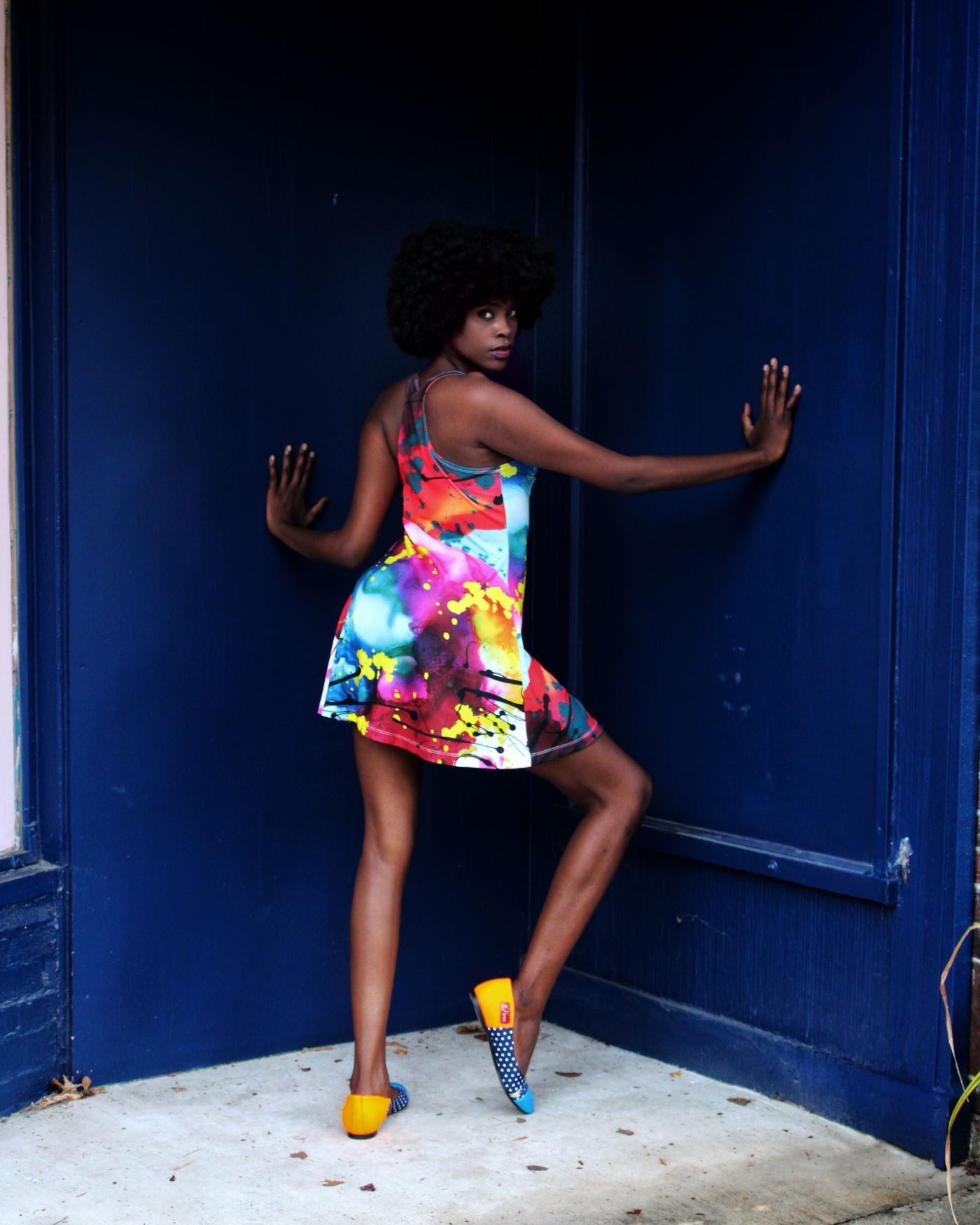 Blue Splash Skater Dress