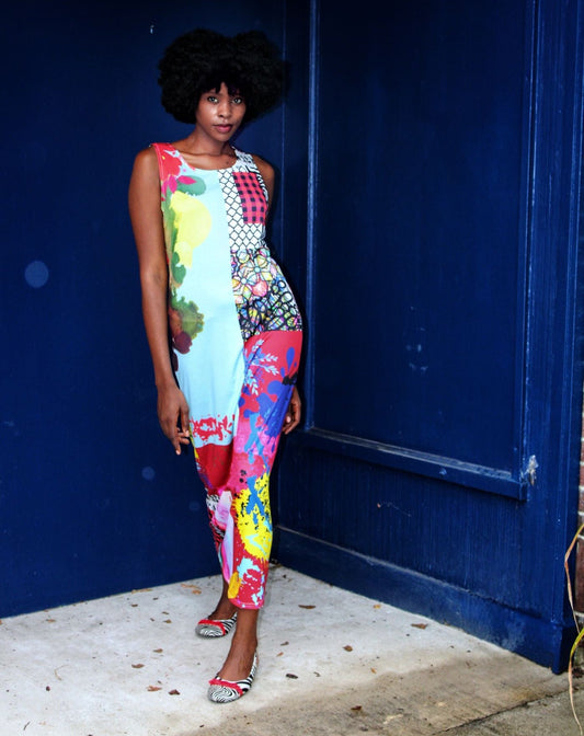 Blue Skies Bring Color Long Jersey Dress