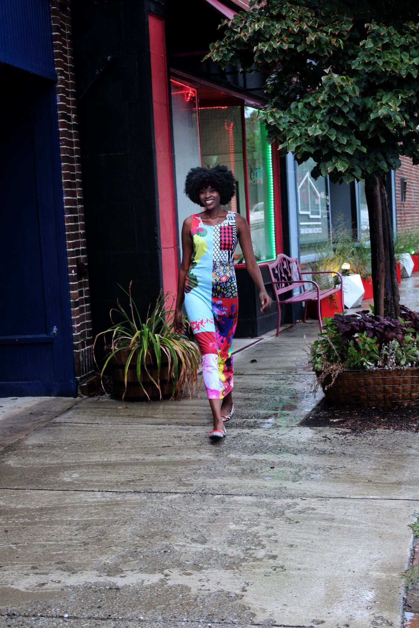 Blue Skies Bring Color Long Jersey Dress