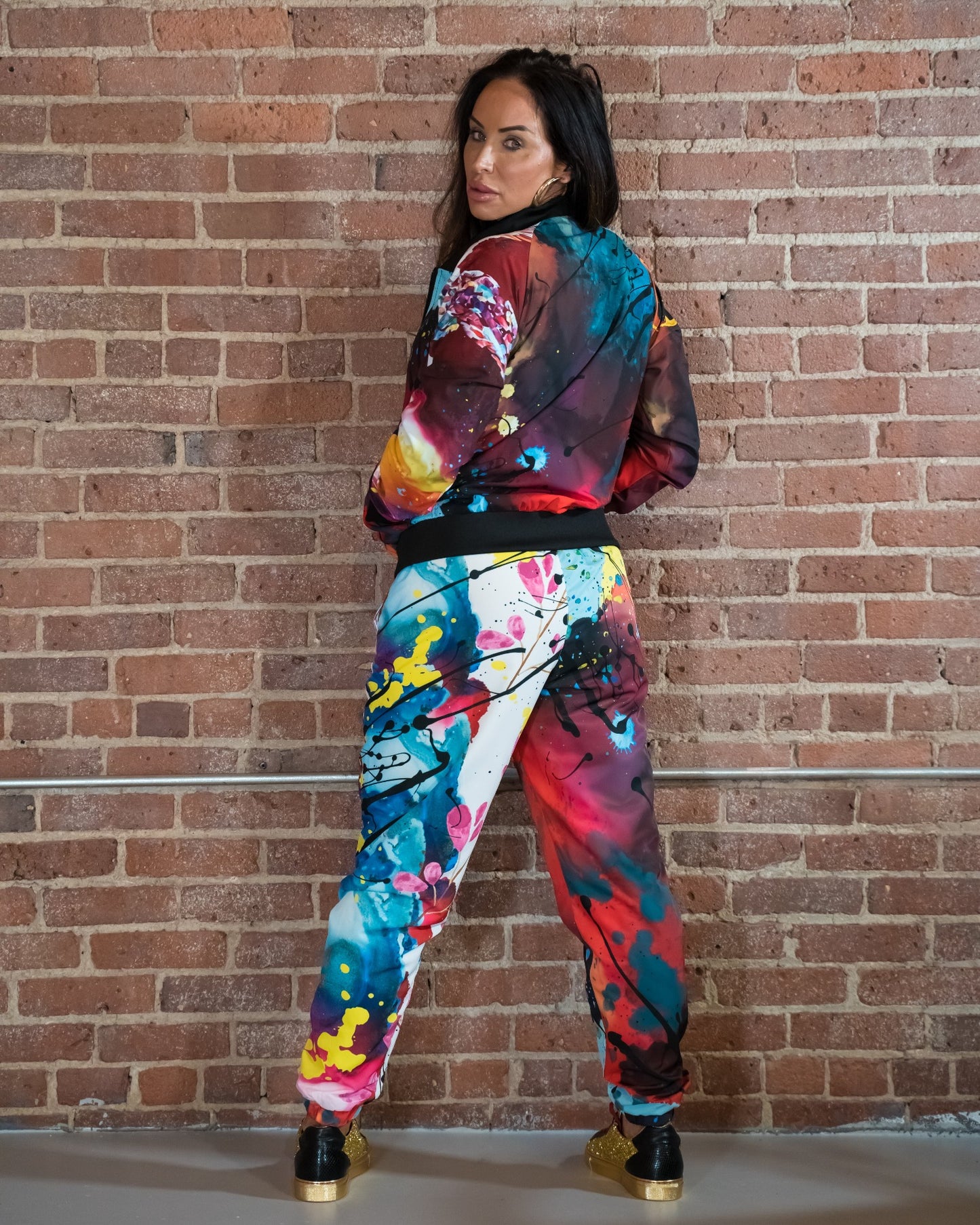 Blue Splash Floral Joggers