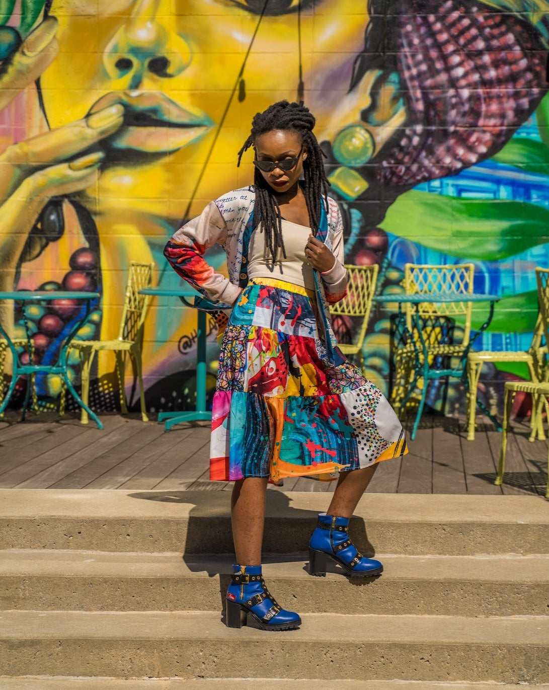 Multi Graphic Tiered Skirt