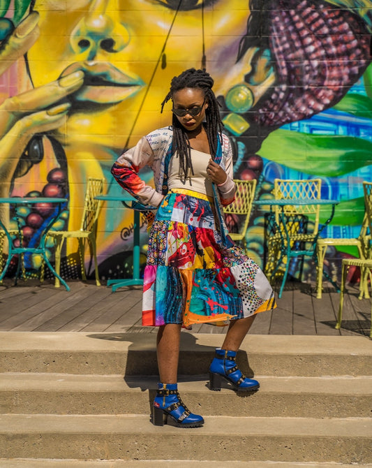 Multi Graphic Tiered Skirt