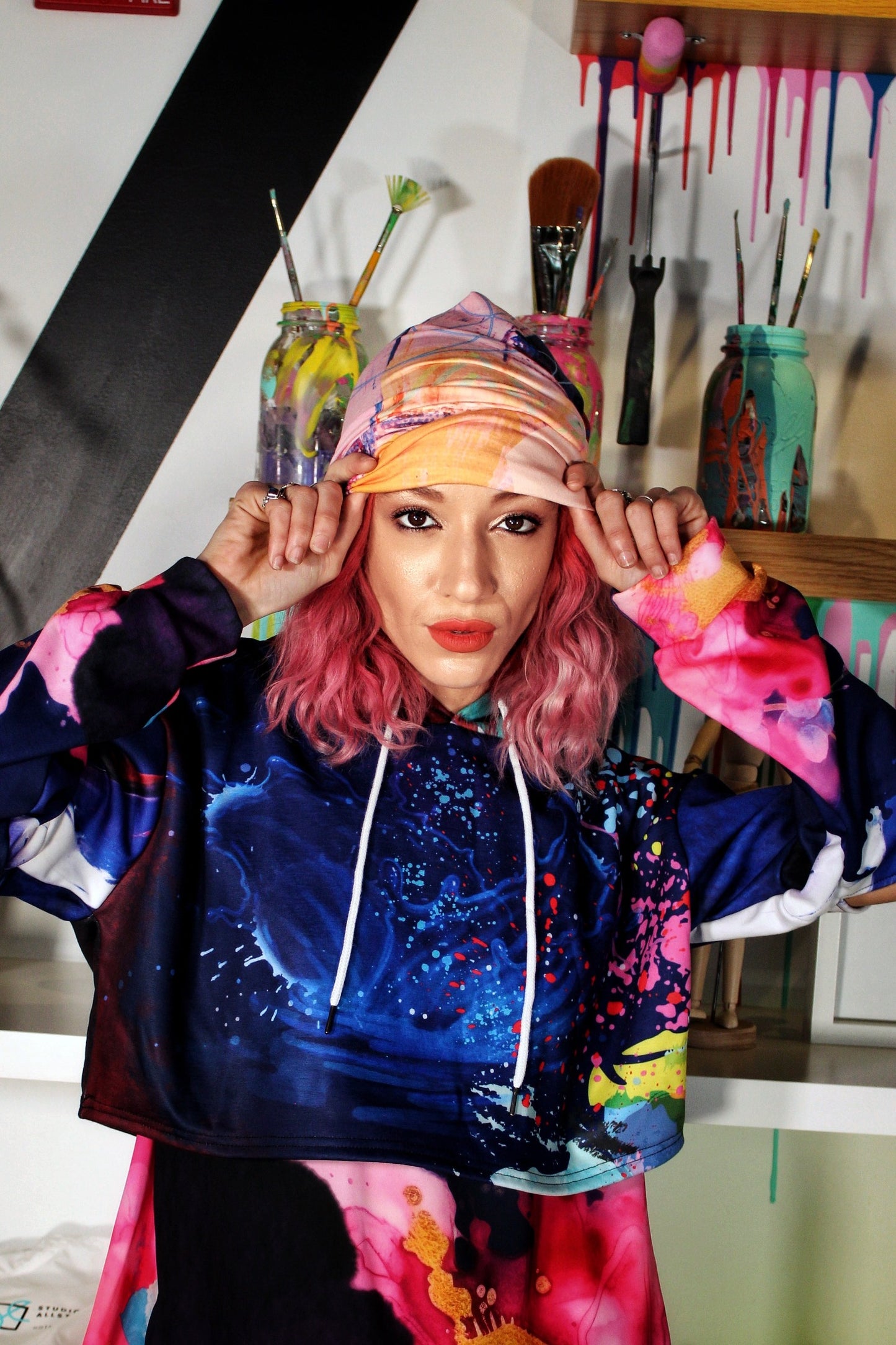 Pink Paint Splash Beanie