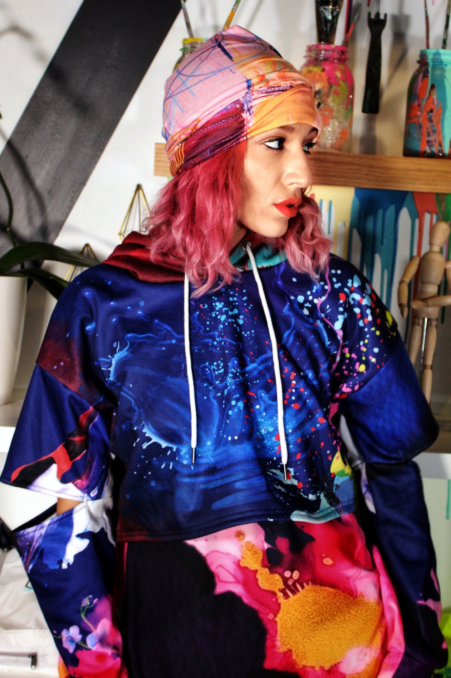 Pink Paint Splash Beanie