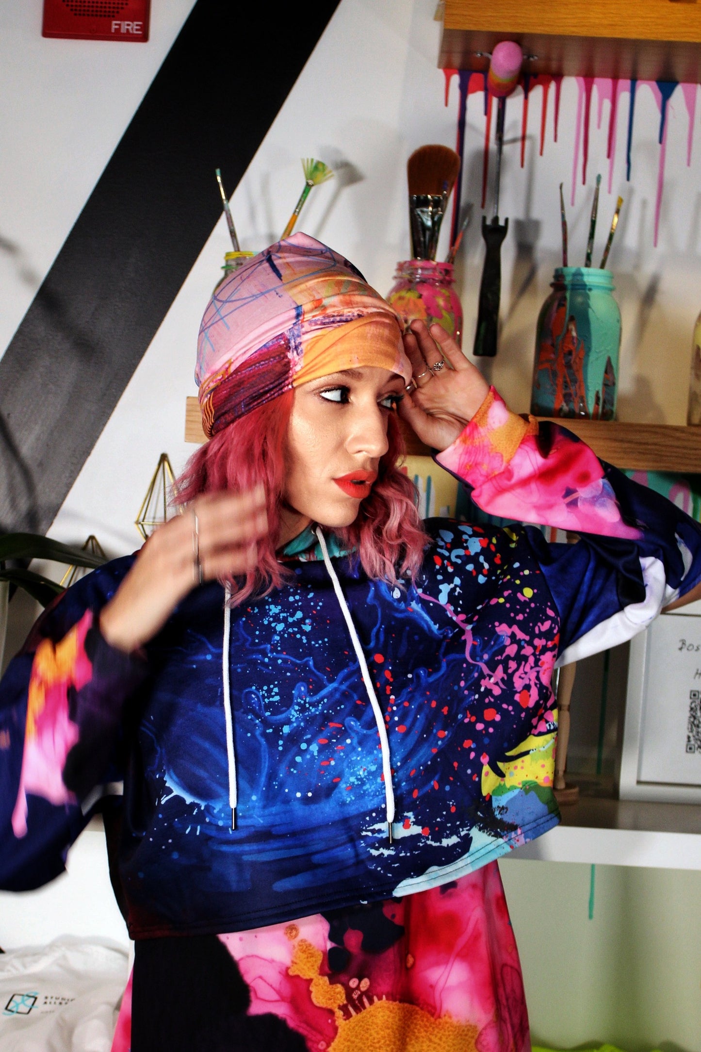 Pink Paint Splash Beanie