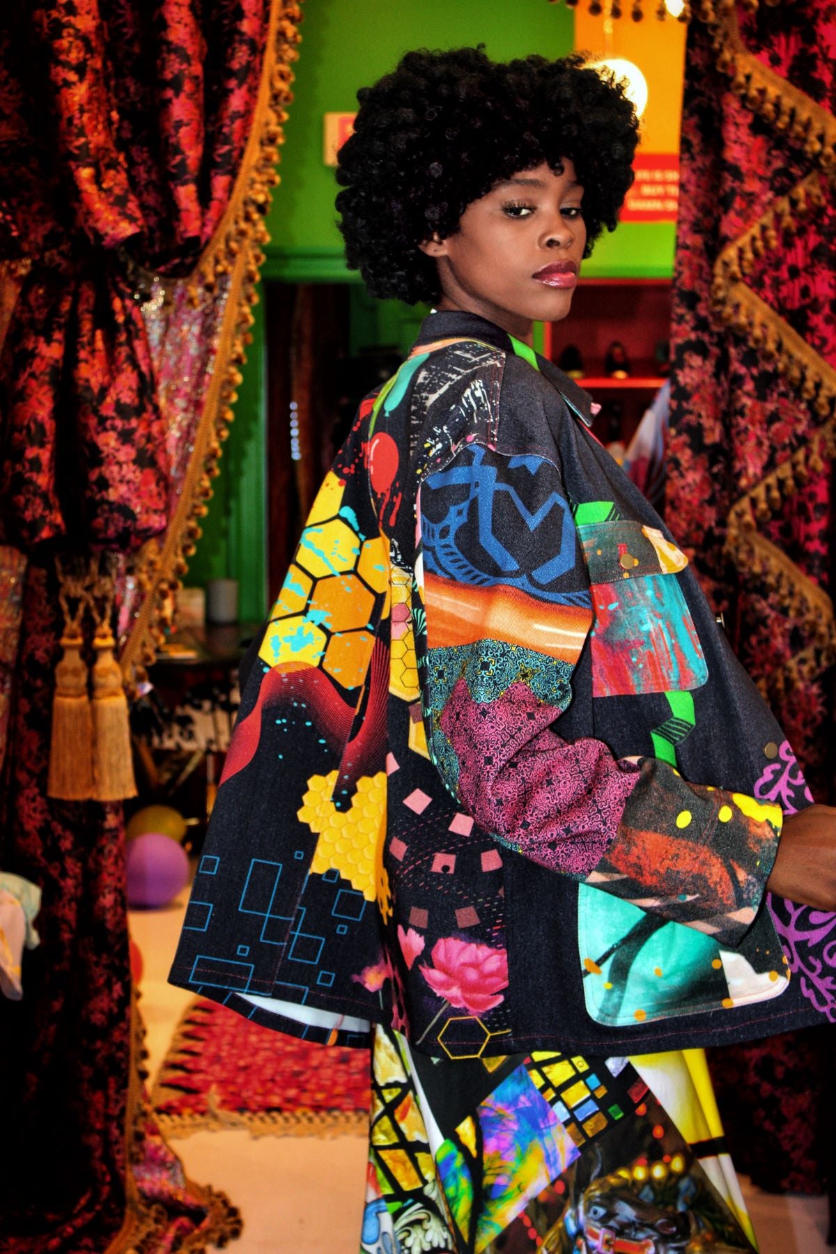 Honeycomb at Dusk Unisex Denim Jacket