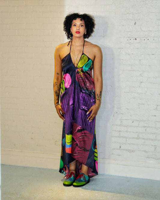 Rainbow at Dusk Halter Maxi Dress