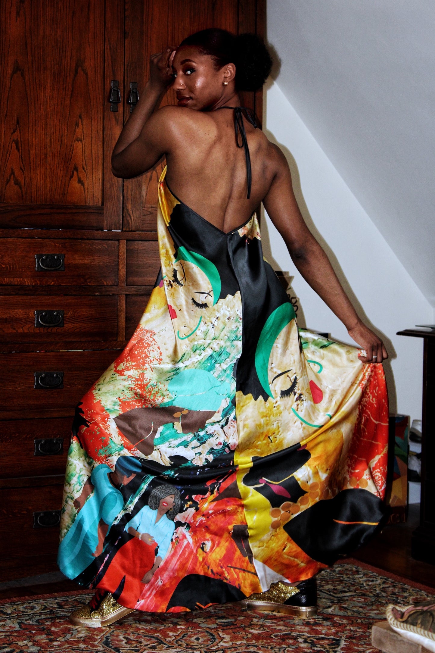 Phenomenally Black Halter Maxi Dress