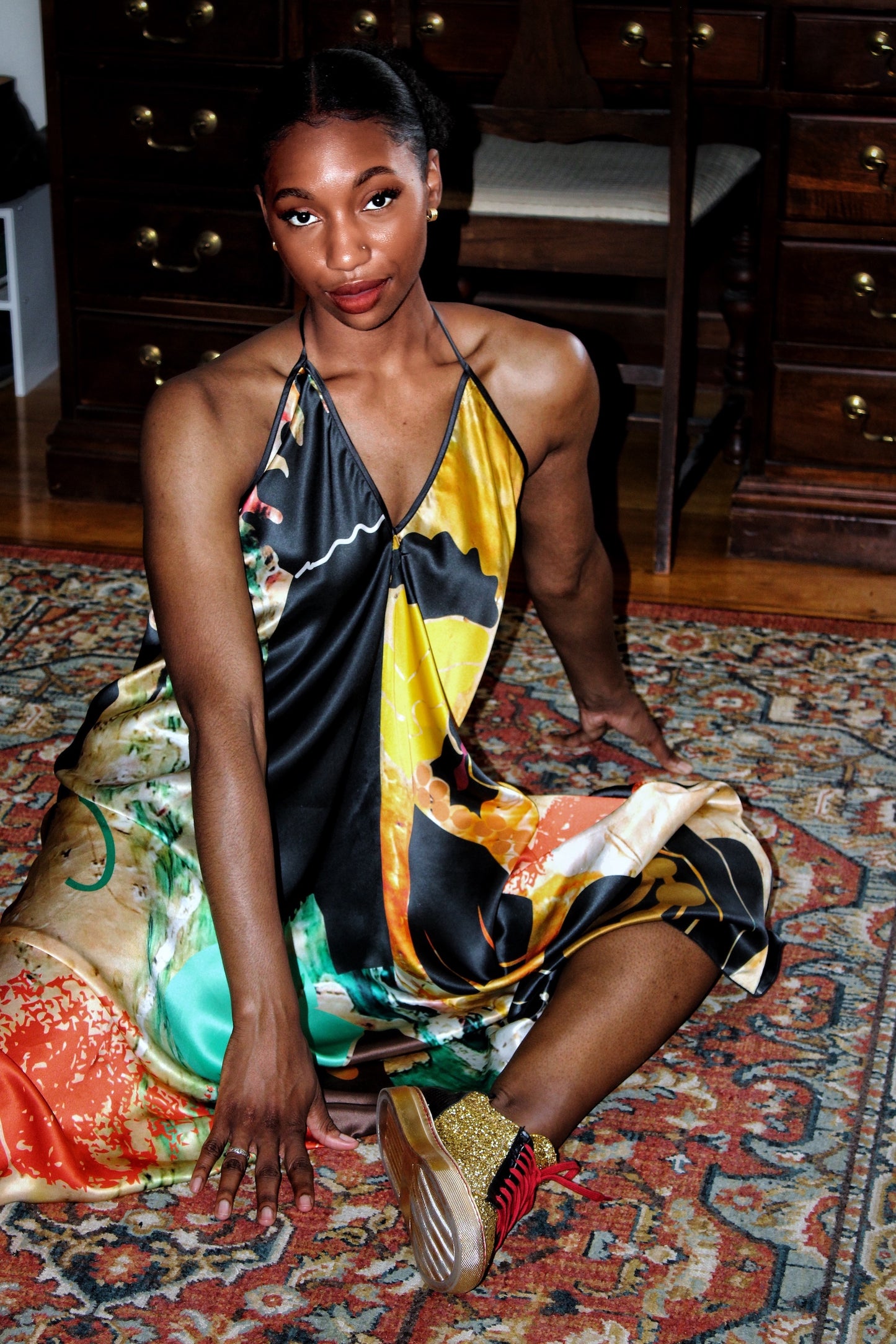 Phenomenally Black Halter Maxi Dress