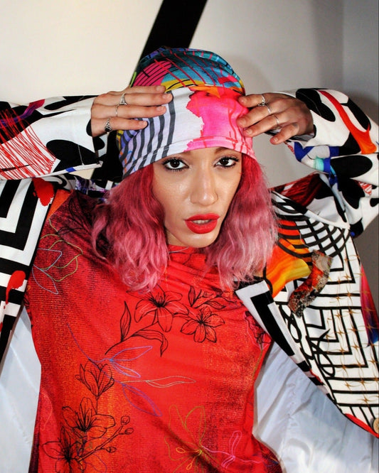 Blue Multi Graphic Beanie