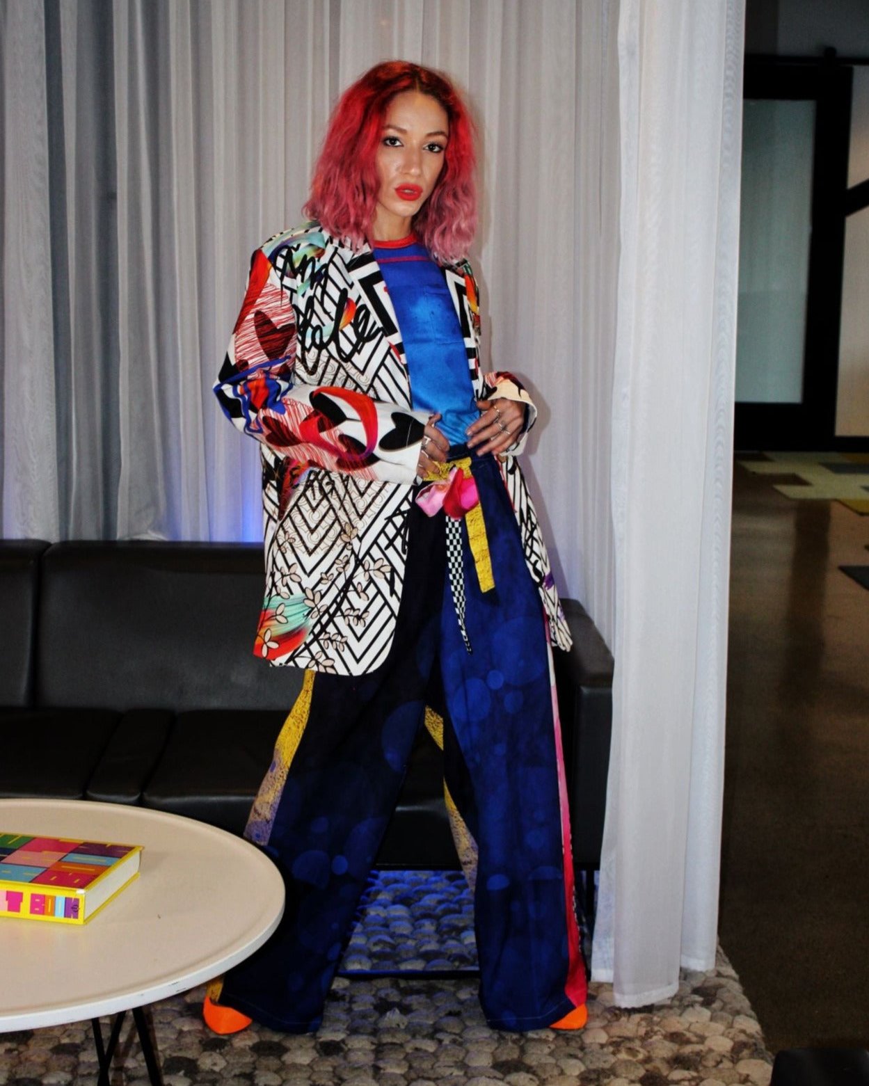 Color Block Striped Wide Leg Pants