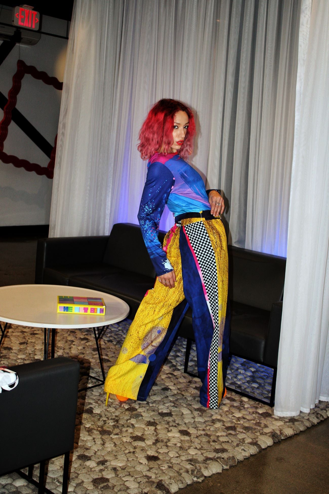 Color Block Striped Wide Leg Pants