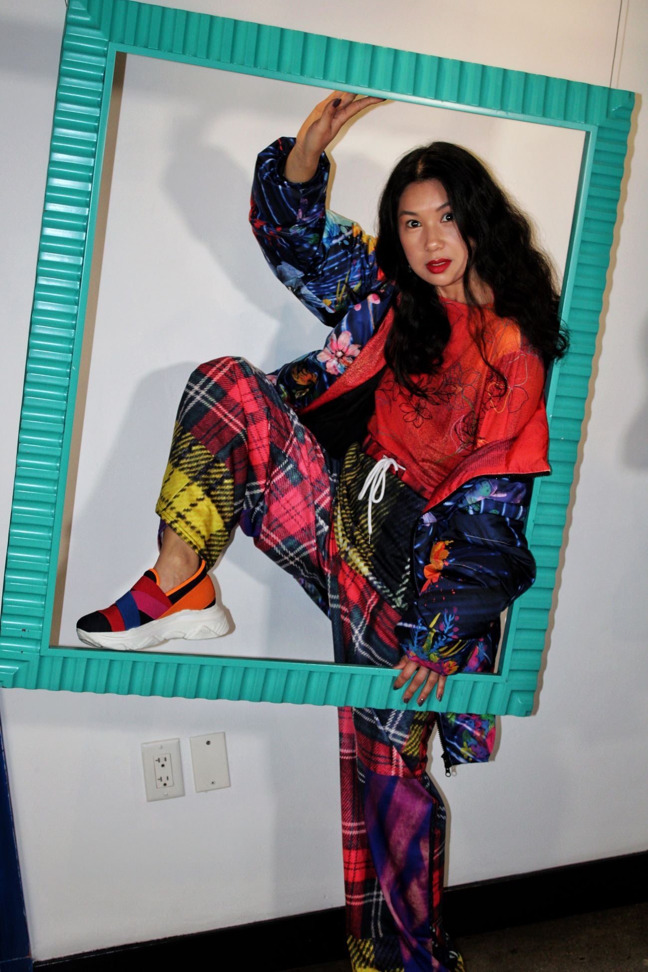 Red Plaid Drawstring Pants