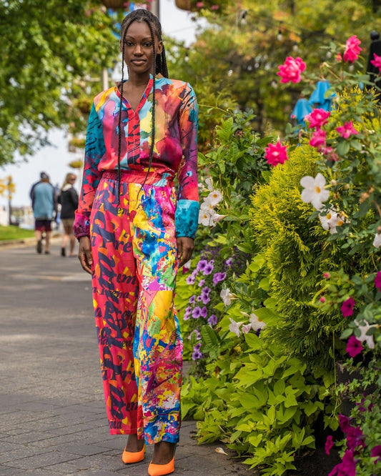 Splash Wide Leg Flowy Pants