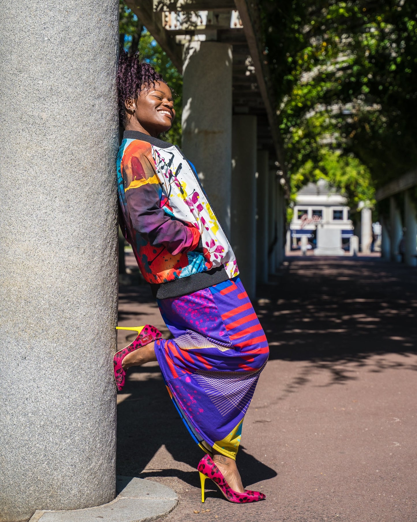 Blue Splash Floral Bomber Jacket