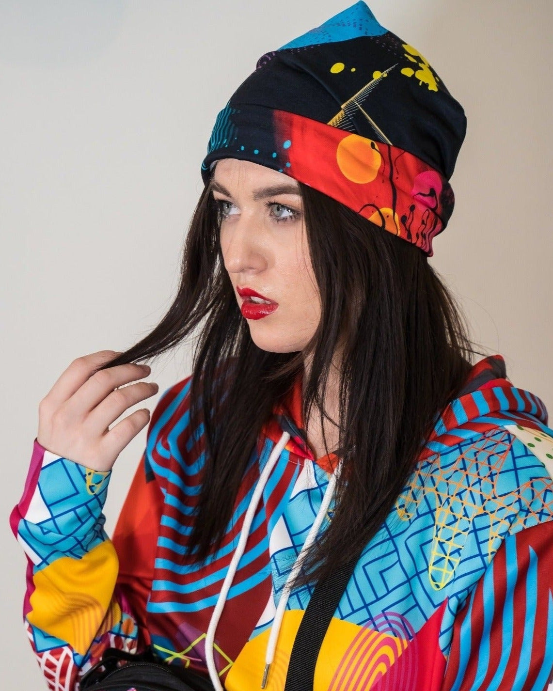 Black Graphic Beanie