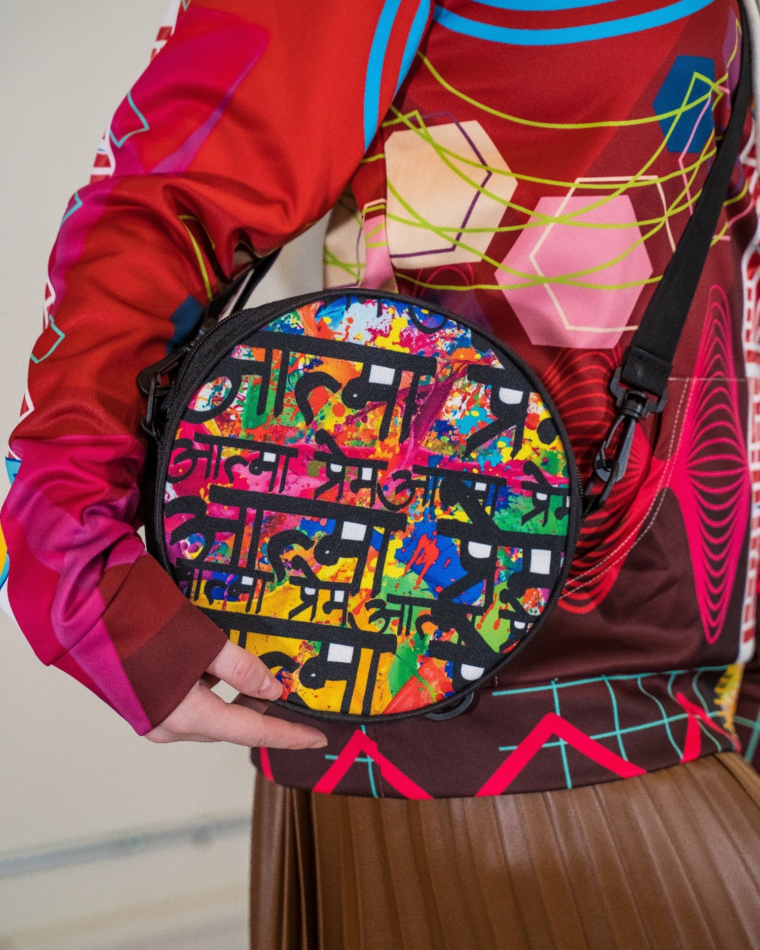 Black Round Satchel Bag