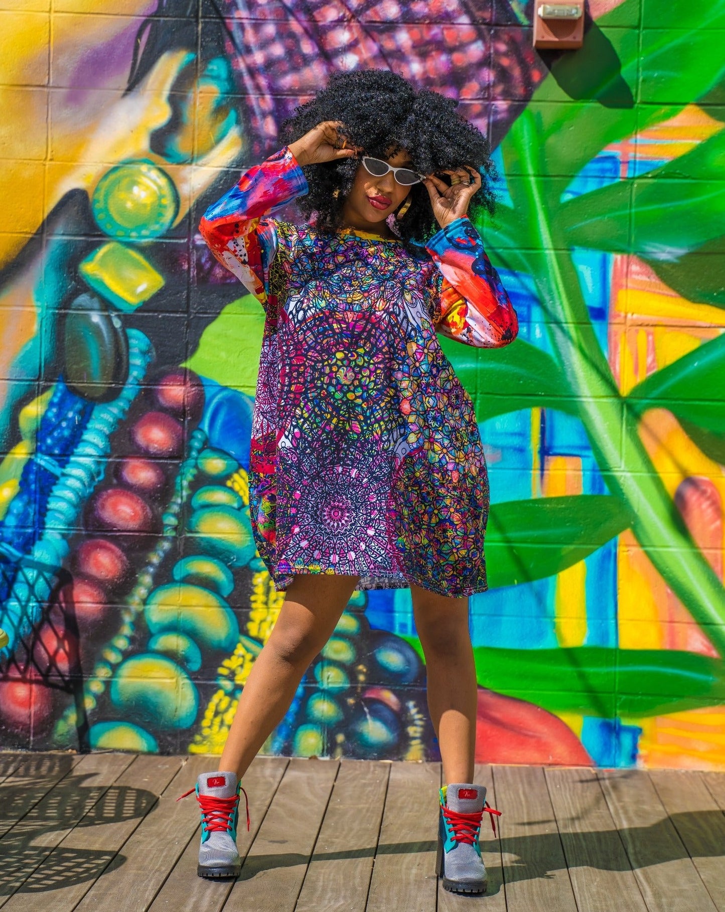 Graphic Oversized Crew Neck T-Shirt Dress
